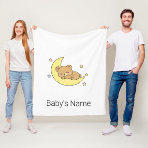 Couverture Polaire Nounours Chibi Ourson Dormant sur la Lune Infirmiè