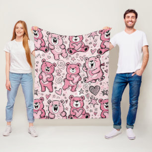 Couverture Polaire Nounours en Peluche Rose Kawaii