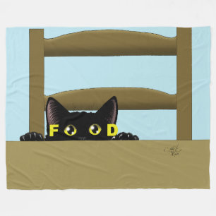 Couverture Polaire Nourriture pour chat noir humour drôle chat affamé