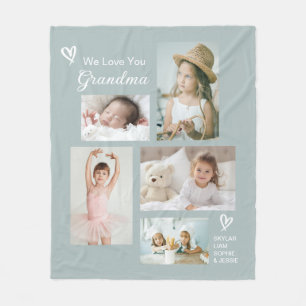 Couverture Polaire Nous t'aimons Grand-mère Petits-enfants Collage ph