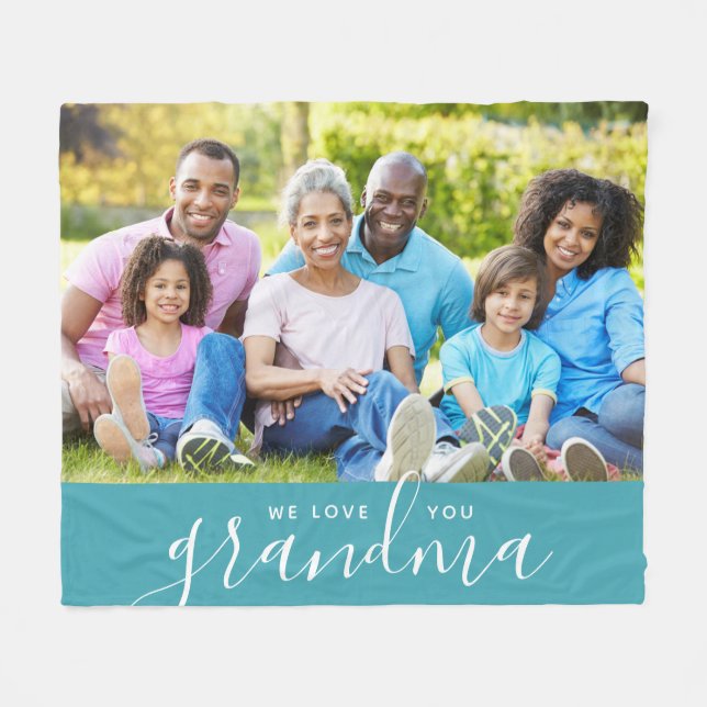 Couverture Polaire Nous t'aimons Mamie Photo personnalisée Cadeau de  (Devant (Horizontal))