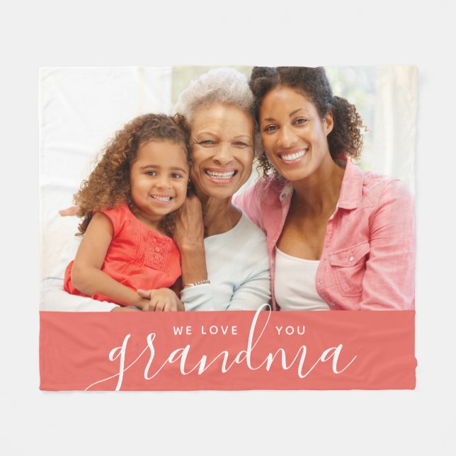Couverture Polaire Nous t'aimons Mamie Photo personnalisée Cadeau de  (Devant (Horizontal))