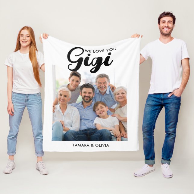 Couverture Polaire Nous Vous Aimons Gigi Une Photo Personnalisée Blan (En situation)