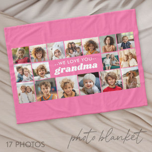 Couverture Polaire Nous vous aimons grand-mère - 17 collage de photos