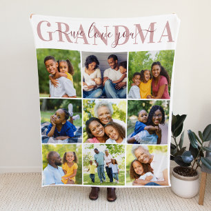 Couverture Polaire Nous vous aimons grand-mère Dusty Rose Photocollag