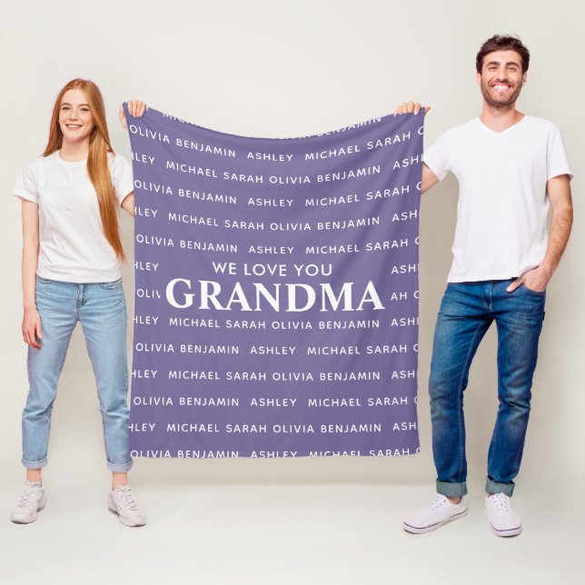 Couverture Polaire Nous Vous Aimons Grand-Mère Personnalisé Noms Des  (En situation)