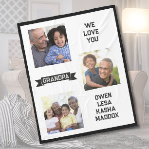 Couverture Polaire Nous Vous Aimons Grand-Père Photo Collage Blanche