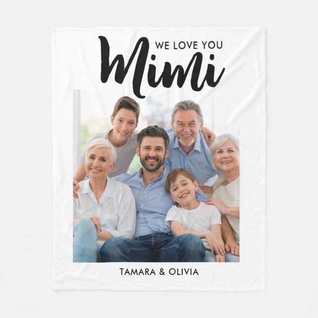 Couverture Polaire Nous Vous Aimons Mimi Une Photo Personnalisée Blan (Devant)