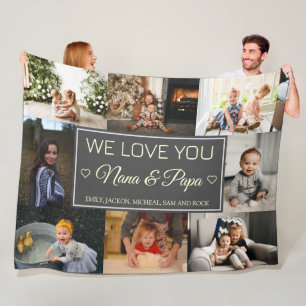 Couverture Polaire Nous vous aimons Nana & Papa 8 Photo Fleece Blanke