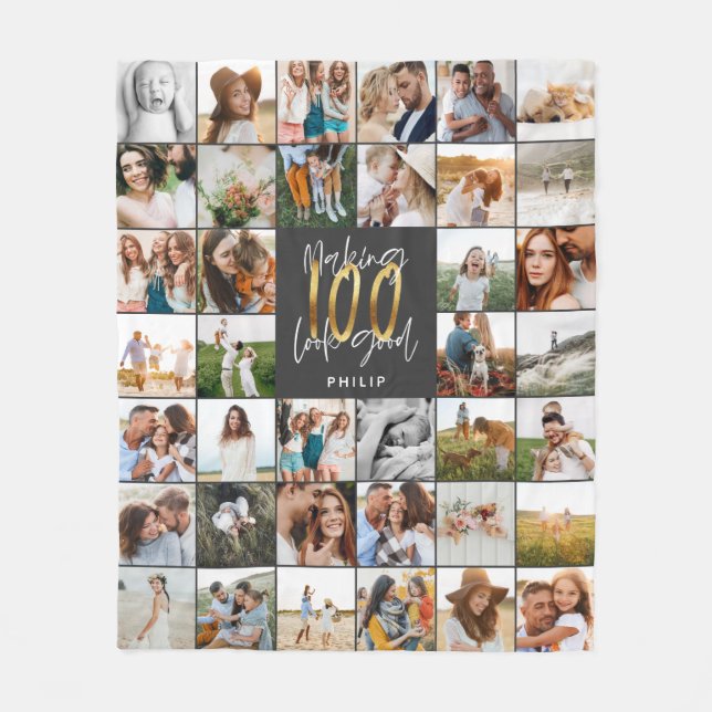 Couverture Polaire Nouveau 100e anniversaire multi photo script cadea (Devant)