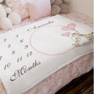 Couverture Polaire Nouveau bébé Jalon de bébé Girafe rose photo