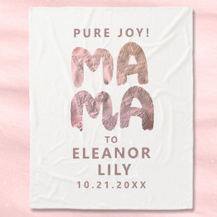 Couverture Polaire Nouveau Mama Whimsical White Pink Nom Date Nouveau