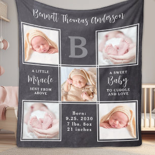 Couverture Polaire Nouveau-né Baby Poème personnalisé 5 Photo Collage