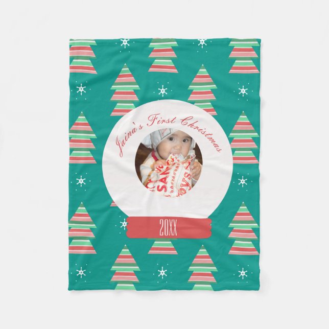 Couverture Polaire Nouvel arbre de Noël Snowglobe Snowflakes (Devant)