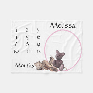 Couverture Polaire Nouvel bébé Milestone Dragon rose Teddy Ours