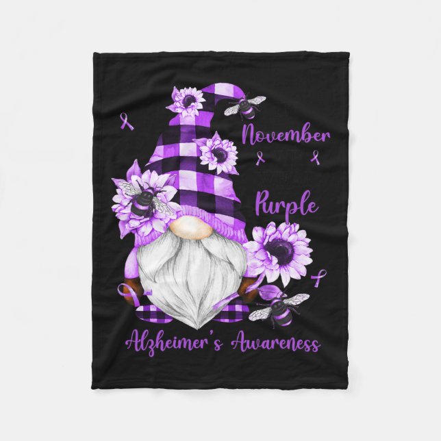Couverture Polaire Novembre Nous Portons Des Gnomes Violets Alzheimer (Devant)