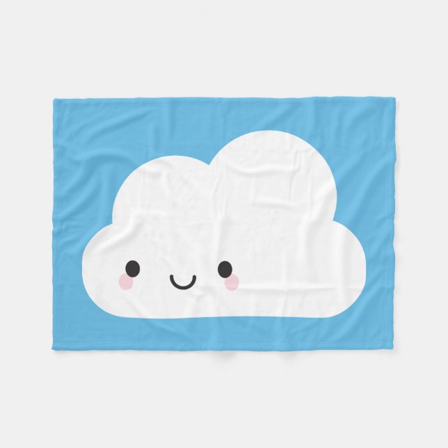 Couverture Polaire Nuage heureux de Kawaii (Devant (Horizontal))