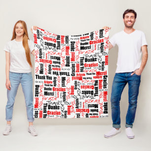 Couverture Polaire Nuage rouge et noir de mot de Merci