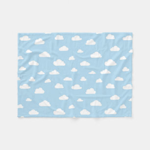 Couverture Polaire Nuages blancs de bande dessinée sur le motif bleu