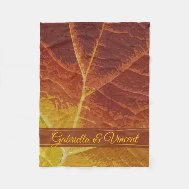 Couverture Polaire Nuances de Mariage feuille d'automne (Devant)