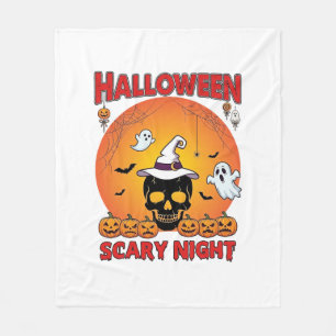 Couverture Polaire Nuit effrayante d'Halloween Crâne Chapeau de sorci