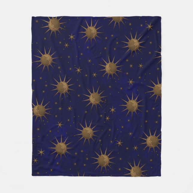 Couverture Polaire Nuit étoilée de lune céleste de Sun (Devant)