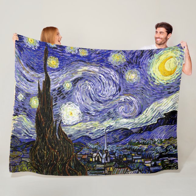 Couverture Polaire Nuit étoilée de Van Gogh, 1889 (En situation)