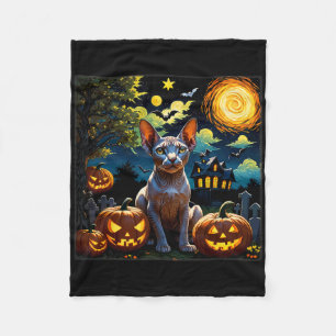 Couverture Polaire Nuit étoilée éffrayante Halloween Sphynx