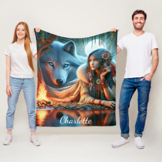 Couverture Polaire Nuit paisible par rivière : Amérindiens et loups