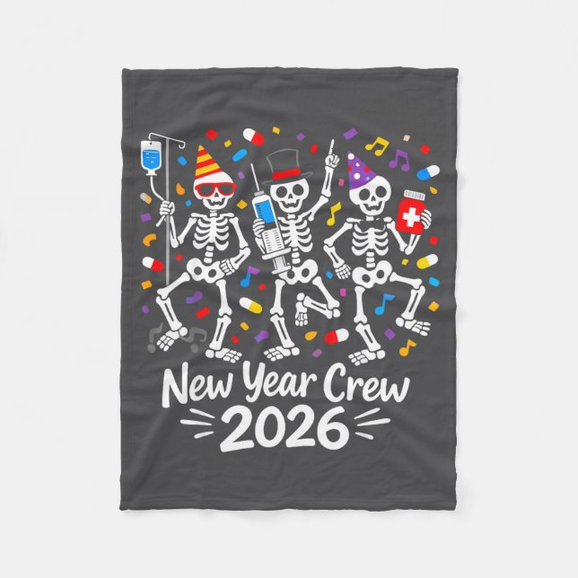 Couverture Polaire Nurse Skeleton New Year Crew 2026 Funny Er Icu Par (Devant)