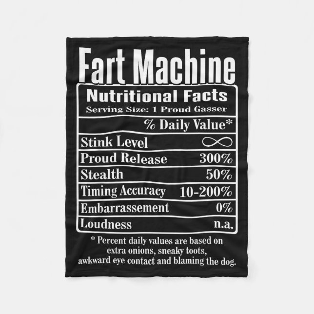 Couverture Polaire Nutrion Facts Fart Machine Dad Jokes Funny Farting (Devant)