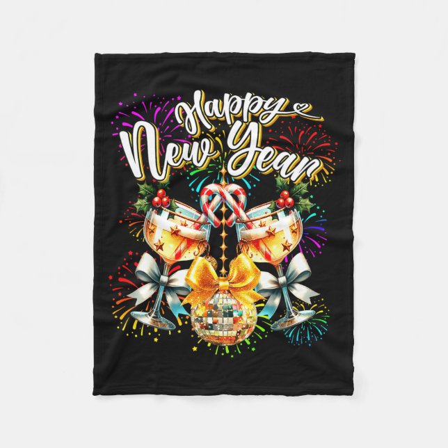Couverture Polaire Nye Champagne Disco Coquette Bow New Year Firework (Devant)