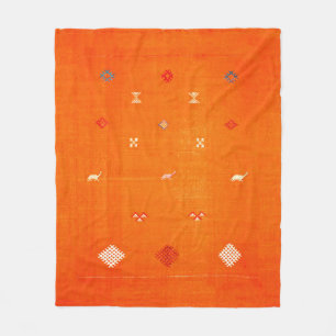 Couverture Polaire Oasis Sunset : Héritage Orange Bohème Marocain