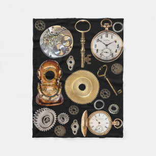 Couverture Polaire Objets Steampunk Gears Pocket watch Squelette Key