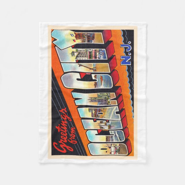 Couverture Polaire Ocean City New Jersey NJ Grande lettre carte posta (Devant)