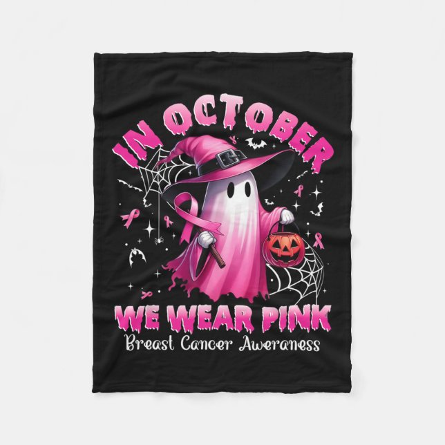 Couverture Polaire Octobre Nous Portons Pink Ghost Witch Cancer du Se (Devant)
