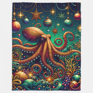 Couverture Polaire "Octopus Christmas Décoration Wonderland"