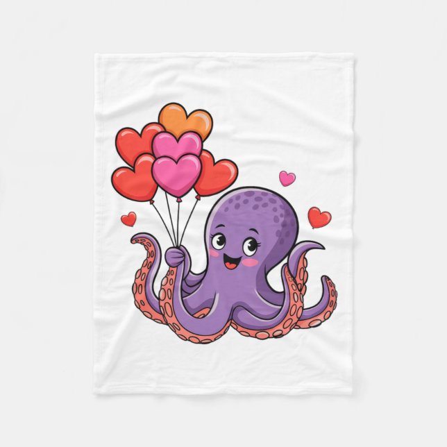 Couverture Polaire Octopus With Heart Lloons Valentine Day  (Devant)