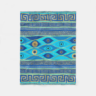 Couverture Polaire Oeil malin grec et ornement de la clé grecque