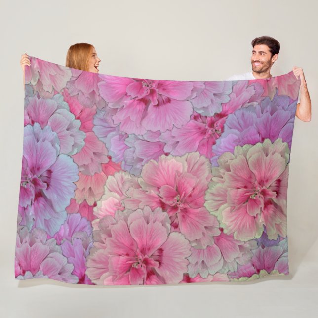 Couverture Polaire Oeillets roses au style vintage (En situation)