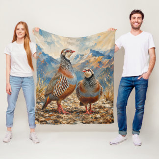 Couverture Polaire Œuvre d'art représentant un couple de perdrix chou