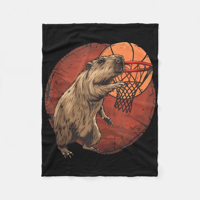 Couverture Polaire Oeuvre De Basket-Ball Lover Capybara Drawi (Devant)