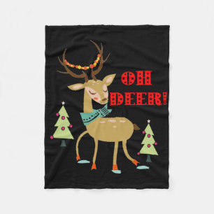 Couverture Polaire Oh Deer ! Cadeau de Noël Cerf aux arbres