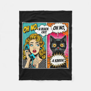 Couverture Polaire Oh Non Un Chat Noir Dessin Animé Drôle Design Pour