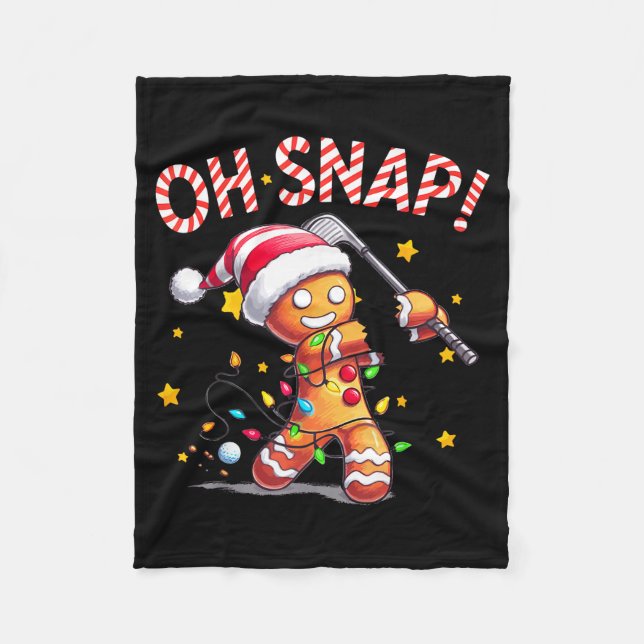 Couverture Polaire Oh Snap Gingerbreadman Xmas Golfer Golf Christmas  (Devant)