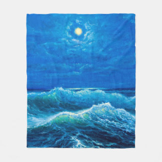 Couverture Polaire  oil painting showing waves in ocean or sea on can