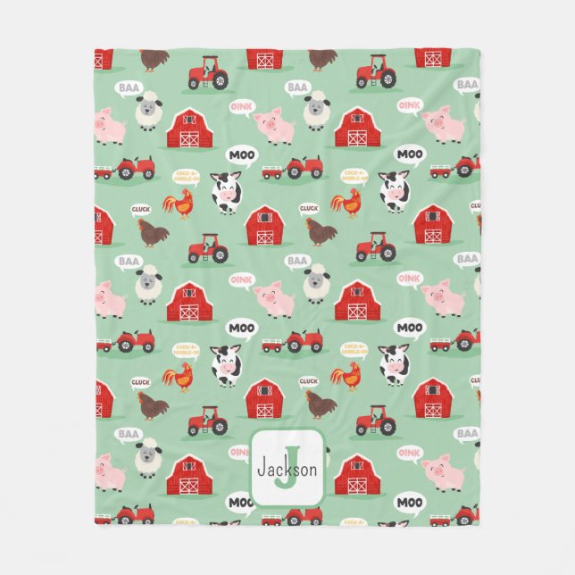 Couverture Polaire Oink Baa Moo Agritourisme Animaux mignons Enfants (Devant)