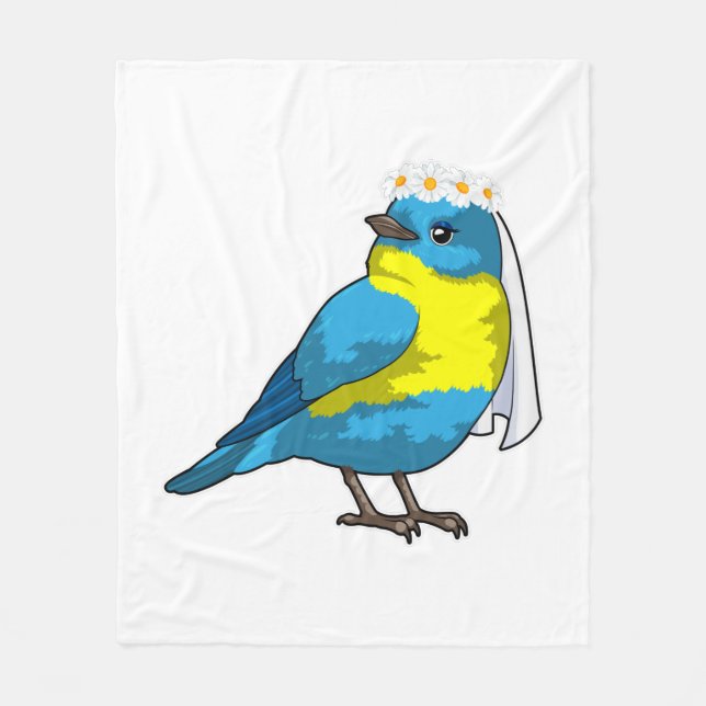 Couverture Polaire Oiseau comme mariée avec couronne de fleurs (Devant)