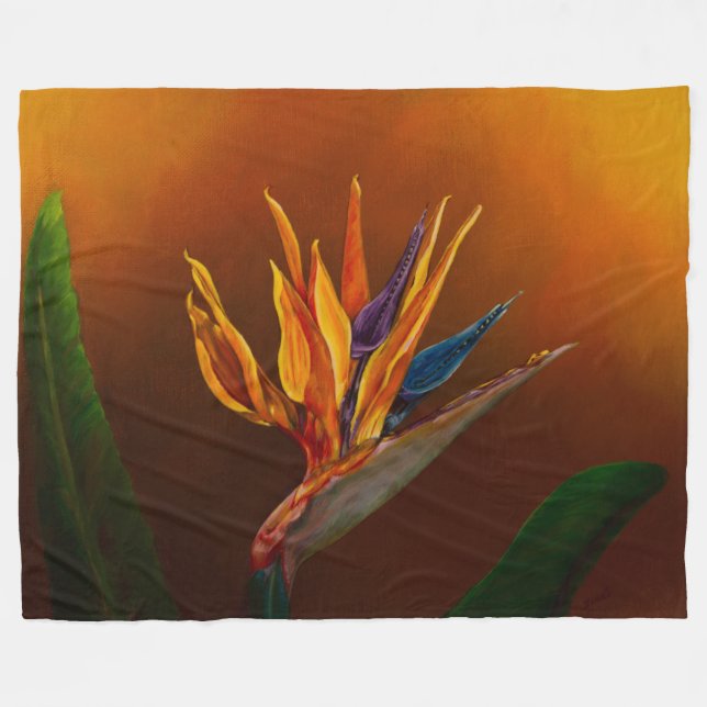 Couverture Polaire Oiseau de fleur de Paradise (Devant (Horizontal))