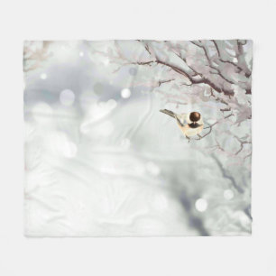 Couverture Polaire Oiseau de poulet de l'arbre gelé d'hiver
